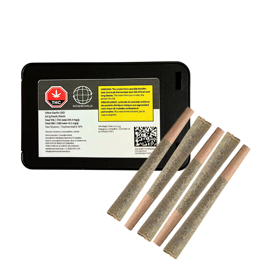ROGworld Ultra Garlic LSO 5x0.5g Pre-Rolls pack (SKU1071462)