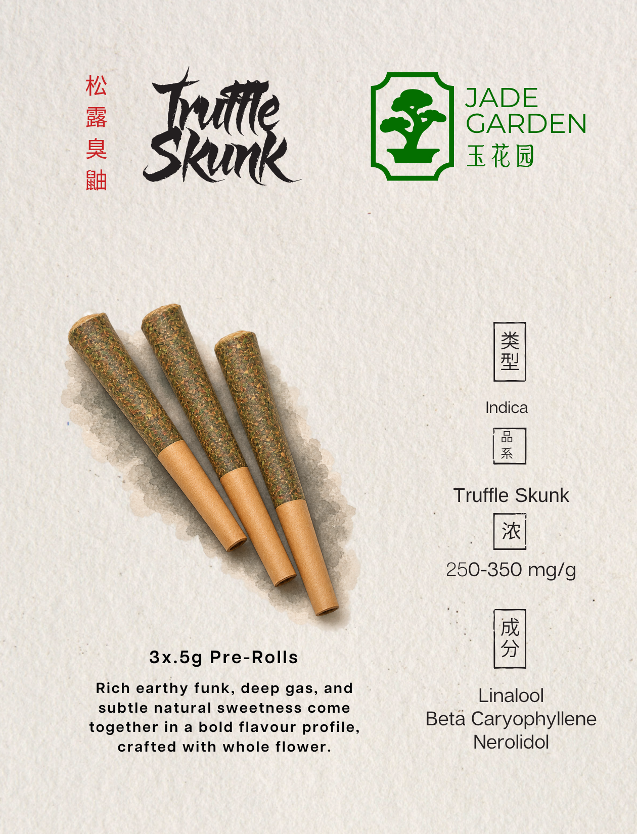 Jade Garden Truffle Skunk Prerolls 3x0.5g SKU1072527